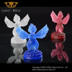 Exquisite Religious Crystal Glass Liuli Garuda Dhwaja Roc Great Bird Statues thumbnail-3