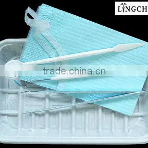 Dental Disposable 5 Sets (mouth Mirror, Probe, Bib, Tweezer, Tray) LC-DP01 thumbnail-2