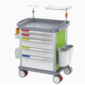 ABS Plastic Hospital Cart Multifunction Medical Emergency Trolley With Infusion Pole thumbnail-1