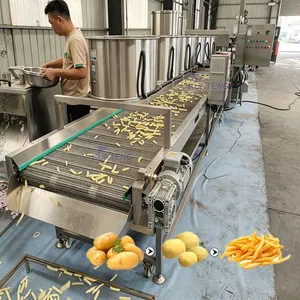Energy Saving Temperature Control Continuous Frying Line Automatic Potato Chips French Fries Snack Frying Production Line EPC thumbnail-1