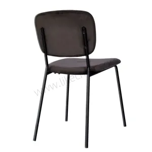 Luxury Modern Velvet Upholstered Dining Chair With Black Ripple Legs for Hotel Use thumbnail-4