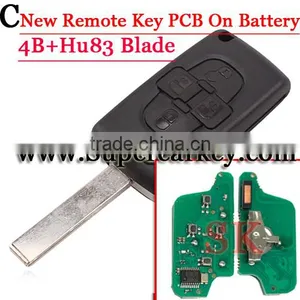 High Quality New 4 Button Flip Remote Key Battery On Pcb For Citroen With HU83 Blade 433mhz thumbnail-1