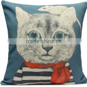 2015 Hot Sale Cat Printing Cushion,lovely Cat Art Style Pillow,couple Pillow thumbnail-2