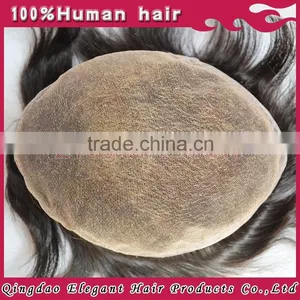 Qingdao Hairpiece Factory Unprocessed Brazilian Virgin Hair Bleach Knots Full Lace Hair Piece Toupee for Black Men thumbnail-5
