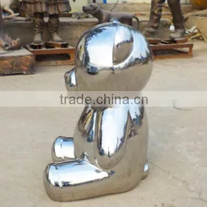Stainless Steel Lovely Sitting Bear Sculpture thumbnail-2