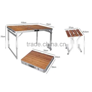 Wood Aluminium Folding Table Portable Camping Patio Folding Outdoor Table Chair thumbnail-2