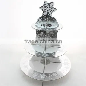 3 Tier Wedding Baby Shower Supplies Cardboard Cake Holders, Party Paper Cupcake Stand thumbnail-3
