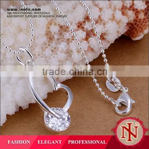 Hot Sale Silver Heart With Zircon Stone LKNSPCP214 thumbnail-1