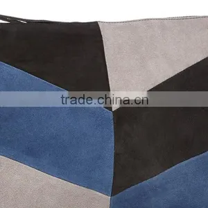 High Quality Navy Suede Colour Block Clutch Bag thumbnail-3