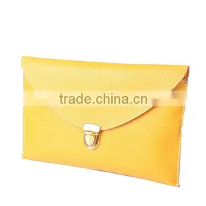 Fashion Yellow Evening Bags Envelope Clutch Crossbody Satchel Purse Leather Lady Bag thumbnail-3