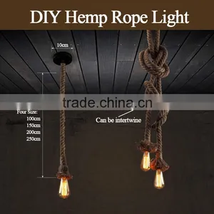 Retro DIY Art Hemp Rope Pendant Light 200cm Creative Art Chandelier Dining Room LED Droplight thumbnail-5