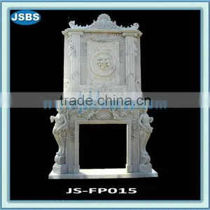 White Marble Luxurious Interior Fireplace Mantel thumbnail-1