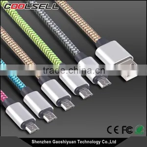 Hot Sale 1m 2m 3m 2.1A TPE Copper Core Nylon Braided Usb Cable for Samsung and Iphone Devices thumbnail-1