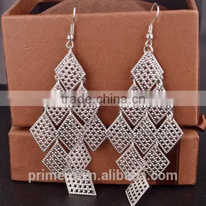 Indian 18k Gold Rhombic Tassel Long Earrings Eardrop Wholesale thumbnail-6