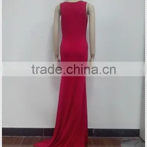 Custom Made Women Deep V Neck Red Long Maxi Dress thumbnail-4