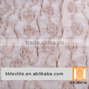 Elegant Velvet Lace Fabric 100%polyester Chiffon Rose Flower Fabric thumbnail-1