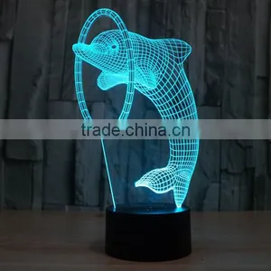 3D Illusion Led Night Light 7colors Dolphin Lamp Table Novelty Products Christmas Lights With Touch Button Children Night Light thumbnail-4