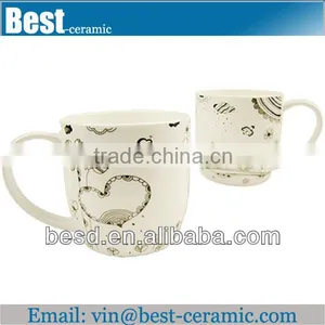 Simple Decal White Ceramic Cup With Handle thumbnail-1