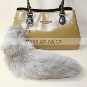 Natural Fox Fur Tail / Dye Color Fox Tail Fur Keychain thumbnail-3