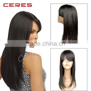 130% Density Natural Looking Italian Yaki Lace Front Wig Best Brazilian Remy Human Hair Wig for African Americans thumbnail-1