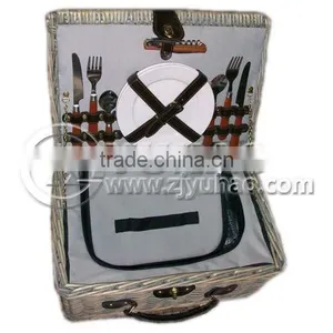 Handwoven Wicker Picnic Basket thumbnail-1