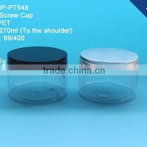 Round Colorful 270ml Plastic PET Jars, 270g 9oz Clear PET Plastic Jar With Aluminum Cap thumbnail-1
