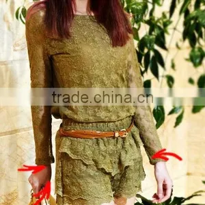 Girl's Short Casual Lace Khaki Pants thumbnail-1