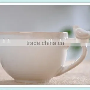 200ml Ceramic Coffee Mug With Saucer and Bird in Handle thumbnail-3