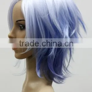 Blue Short Hair Wig 150% Density European Hair Full Lace Kinky Straight Wig thumbnail-4
