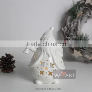 White Ceramic Christmas Father Decroations Santa Claus Candle Holders thumbnail-3