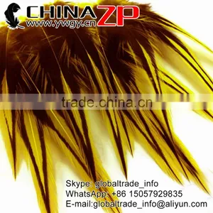 ZPDECOR Directly Sale Top Quality Colored Sunshine Yellow Lace Medium Rooster Cape Feathers thumbnail-1