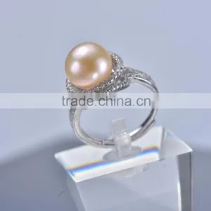 Eternity Ring ,Sterling Silver Ring Settings For Pearl ,Adjustable Silver Ring thumbnail-2