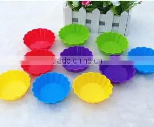 Colorful Like Rainbow Silicone Muffin Cup Multicolor Round Square Mini Dishwasher Mini Microwave Silicone Cake Mold thumbnail-3