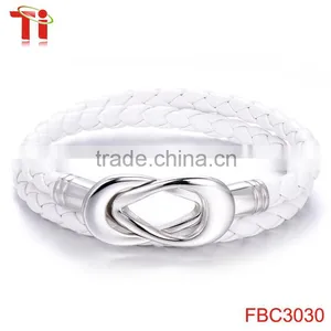 Handmade Leather Bracelet Designs, Cheap Leather Bracelets White Leather Bracelet thumbnail-1