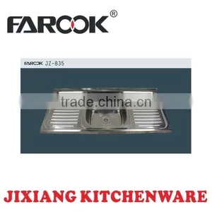 JZ-835 100x50 Single Bowl Double Tray Stainless Steel Kitchen Sink With Cook thumbnail-1