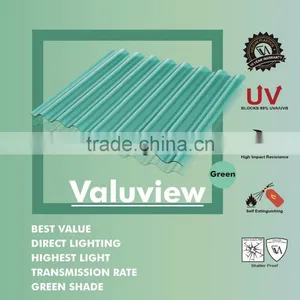 Covestro UV400 Color Corrugated Plastic Polycarbonate Roofing Sheet (Valuview Green ROMA) thumbnail-1