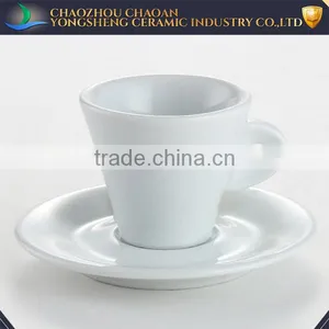 White Ceramic Espresso Cup Set Coffee Cup and Sauser Customized Logo thumbnail-1