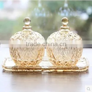 3pieces of One Set Home Table Centerpieces Colourful Crystal Glass Jars With Lid Terarium for Food thumbnail-2