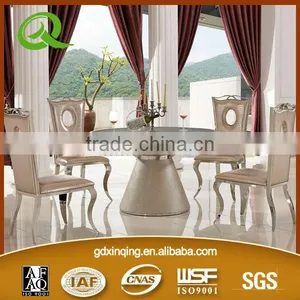 TH379 2015 Modern Design Stainless Steel Base Round Glass Top Dining Table thumbnail-1