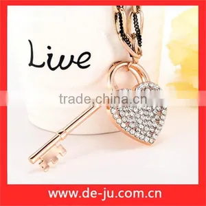 Unique Fashion Charm Heart and Key Sweater Necklace thumbnail-1
