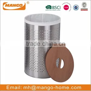 Cylinder Stainless Steel Laundry Bin thumbnail-2