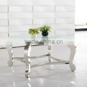 CT07R Metal Base Stainless Steel Marble Top Round Coffee Table thumbnail-3