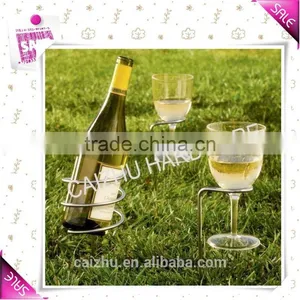 90 x 90 x 406mm Chrome Plated Metal Wine Bottle Stand thumbnail-1