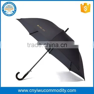 Custom Design Auto Open Curved Handle Straight Golf Umbrella Rain and Sun Umbrella for Sale thumbnail-1