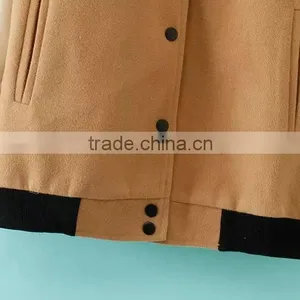 Women Loose Wool Color Matching Baseball Uniform Coats Cheap Clothes Watercolor Crochet College Sports Jackets Wholesale thumbnail-5