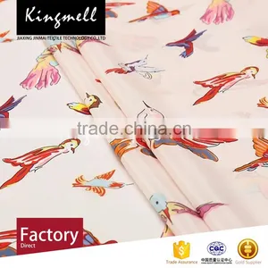 Custom Birds Cartoon Digital Printed Silk Crepe de Chine Fabric for Dress or Scarf thumbnail-1