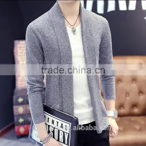 Mens V Neck Long Sleeve Cardigan 100%cotton Latest Designs for Men Knitted Sweater thumbnail-2