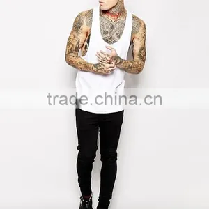 2017 Cheap High Quality New Design Summer Custom White Color Gym Wear Comfortable 100% Cotton Men's Sport Tank Tops In Bulk thumbnail-3