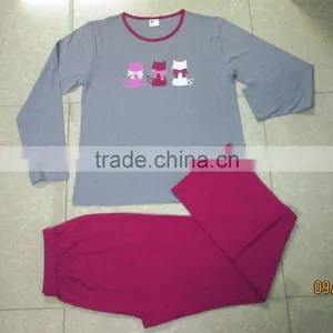 100%Cotton Ladies Custom Design Youth Style Lovely And Fashionable Pajama Set, Sleepwear thumbnail-1