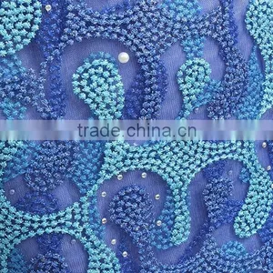 100% High Quality African Guangzhou Lace Fabric Tulle Lace Fabric Multi Color thumbnail-4